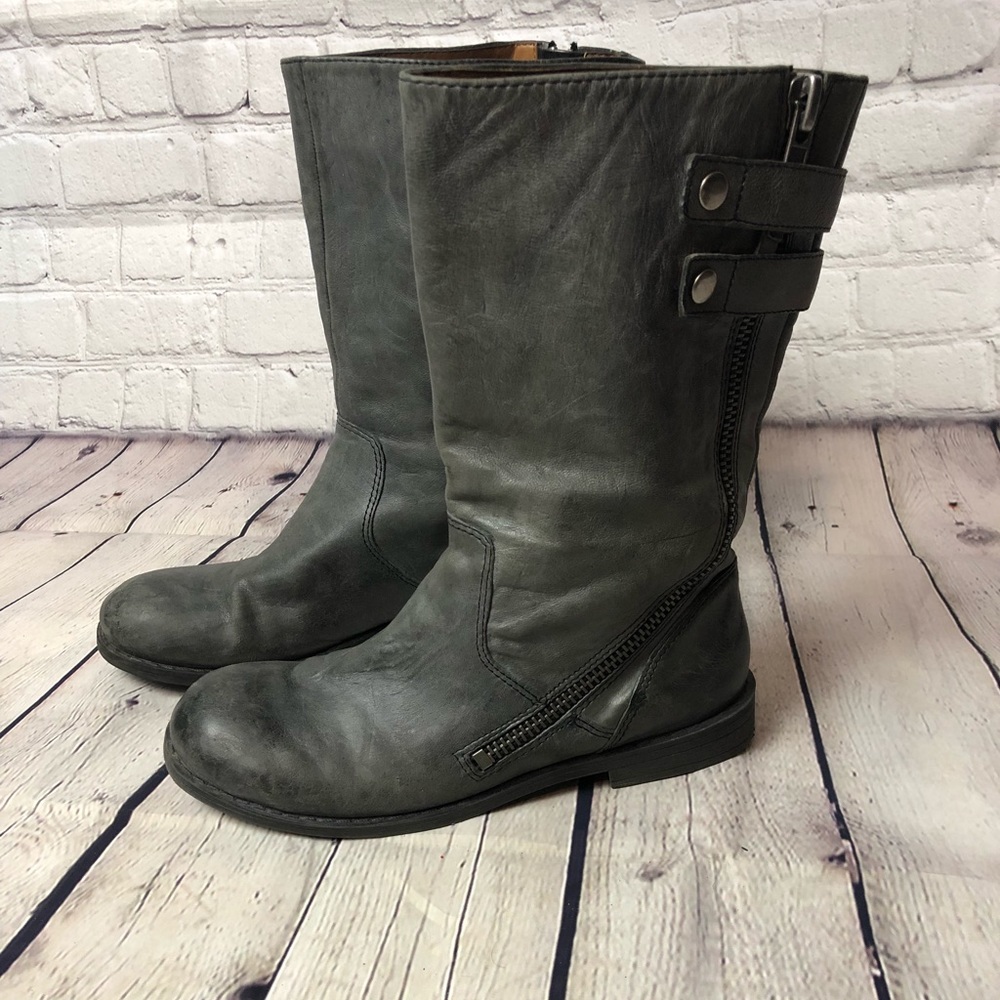Nine West Mid Calf boots. Gun metal silver